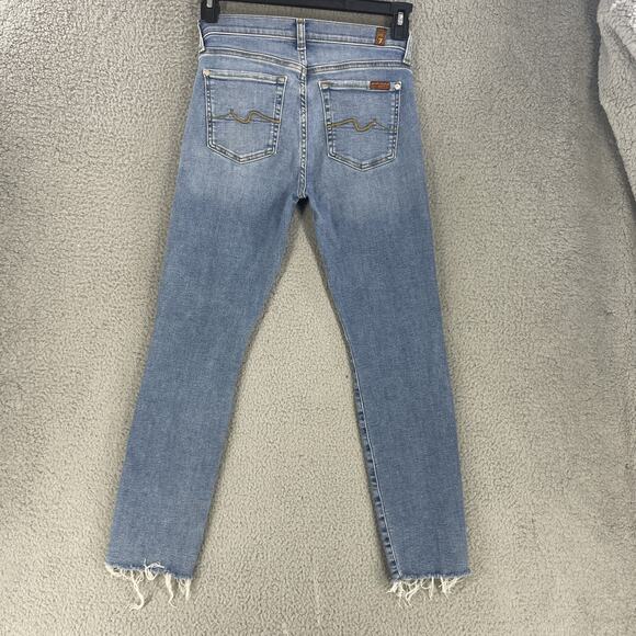 7 For All Mankind Jeans Womens 27 Ankle Distressed Frayed Hem Pants Ripped - Picture 6 of 14